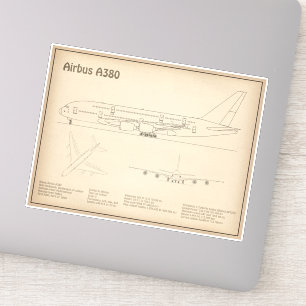 Airbus a380 - Airplane Blueprint Drawing Plans SD Sticker