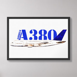 Airbus A380 Airplane Watercolor drawing Photo Print
