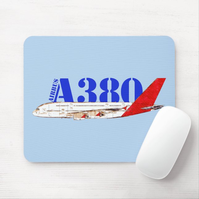 Airbus A380 Illustration with Bold Red Tail Design Mouse Pad (With Mouse)