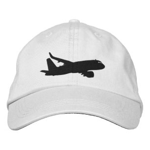 Aircraft Airliner Jet Silhouette Flying Embroidery Embroidered Baseball Cap