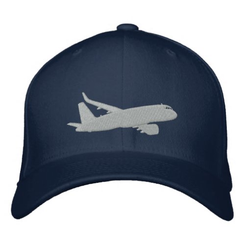 Aircraft Airliner Jet Silhouette Flying Embroidery Embroidered Baseball Cap