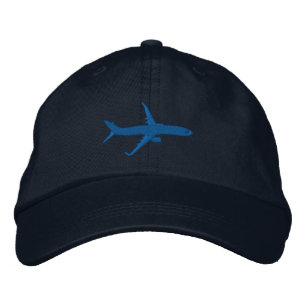 Aircraft Airliner Jet Silhouette Flying Embroidery Embroidered Baseball Cap
