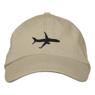 Aircraft Airliner Jet Silhouette Flying Embroidery Embroidered Baseball Hat