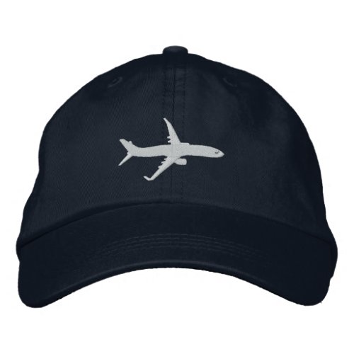 Aircraft Airliner Jet Silhouette Flying Embroidery Embroidered Baseball Hat