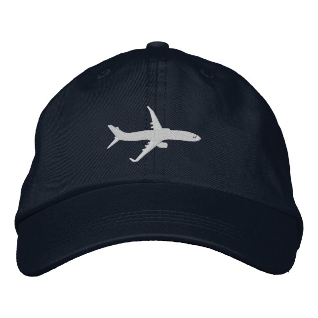 Aircraft Airliner Jet Silhouette Flying Embroidery Embroidered Baseball Hat (Front)