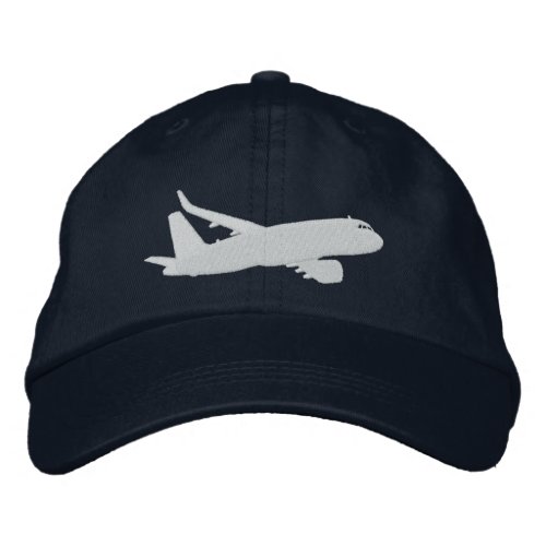 Aircraft Airliner Jet Silhouette Flying Embroidery Embroidered Baseball Hat