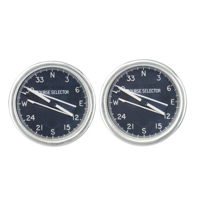 Aircraft Airplane Flying Flight Course Instrument Cufflinks (Front)