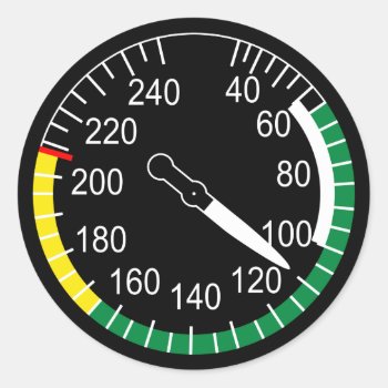 Aircraft Airspeed Indicator Classic Round Sticker by dgpaulart at Zazzle