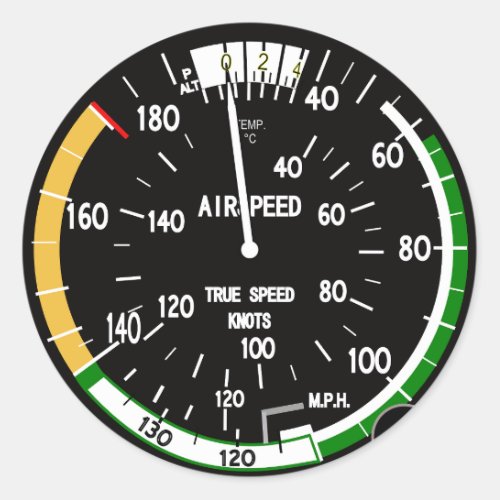 Aircraft Airspeed Indicator Flight Instrument Classic Round Sticker