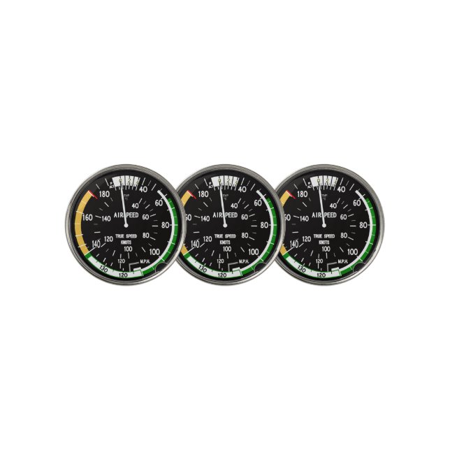 Aircraft Airspeed Indicator Flight Instrument Golf Ball Marker (3 Up)
