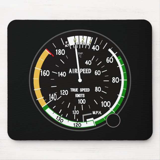 Aircraft Airspeed Indicator Flight Instrument Mouse Pad (Front)