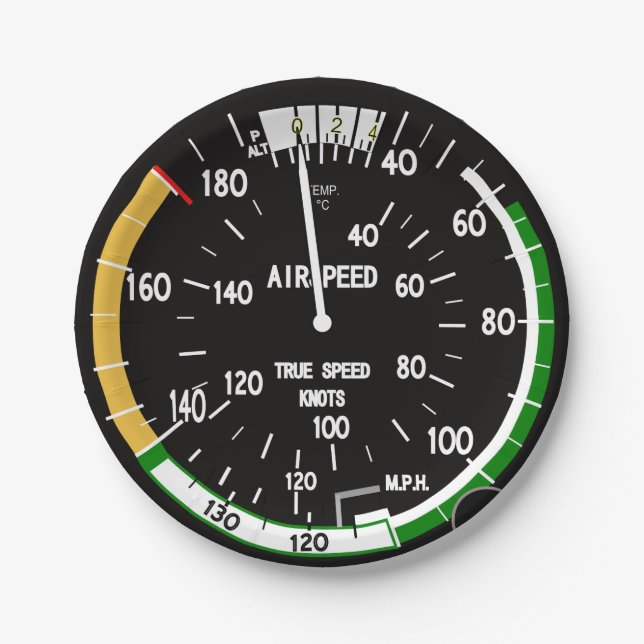 Aircraft Airspeed Indicator Flight Instrument Paper Plates (Front)