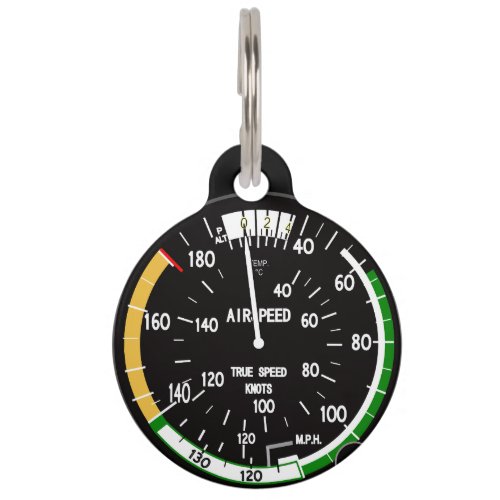 Aircraft Airspeed Indicator Flight Instrument Pet ID Tag