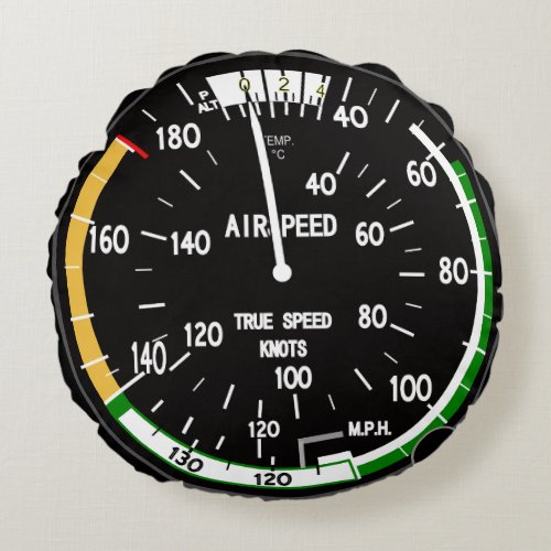 Aircraft Airspeed Indicator Round Pillow