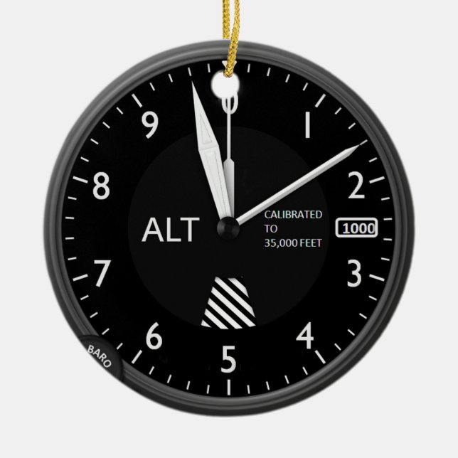 Aircraft Altimeter Ceramic Ornament (Front)