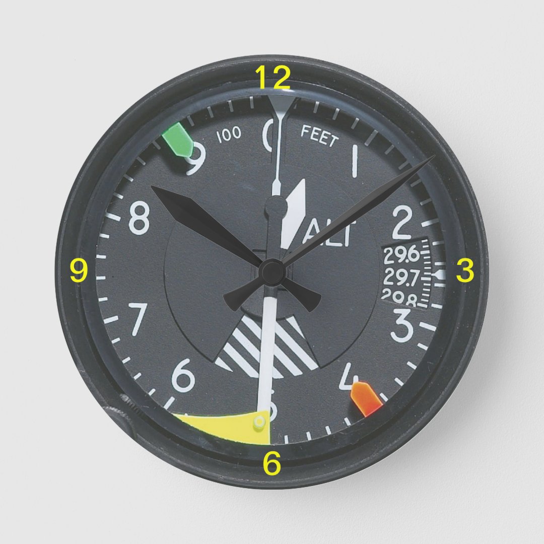 Aircraft Altimeter Indicator Gauge Wall clock | Zazzle