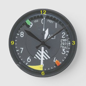 Aircraft Altimeter Indicator Gauge Wall Clock by JFVisualMedia at Zazzle