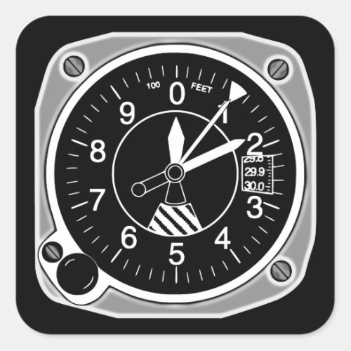 Aircraft Altimeter Instrument Square Sticker