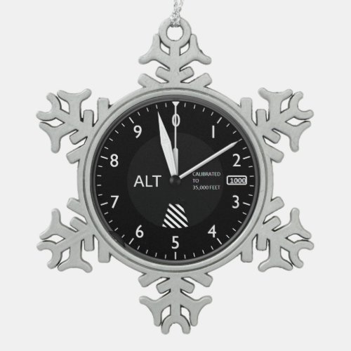 Aircraft Altimeter Snowflake Pewter Christmas Ornament