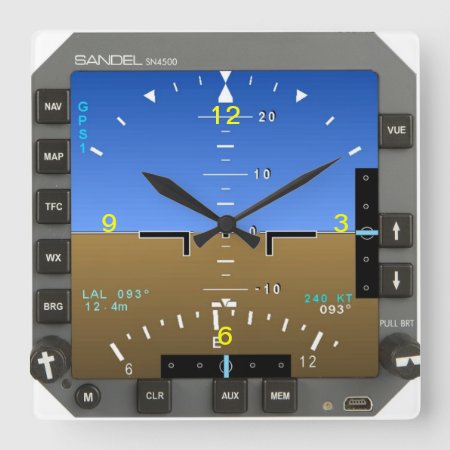Aircraft Attitude Artificial Horizon Wall Clock
