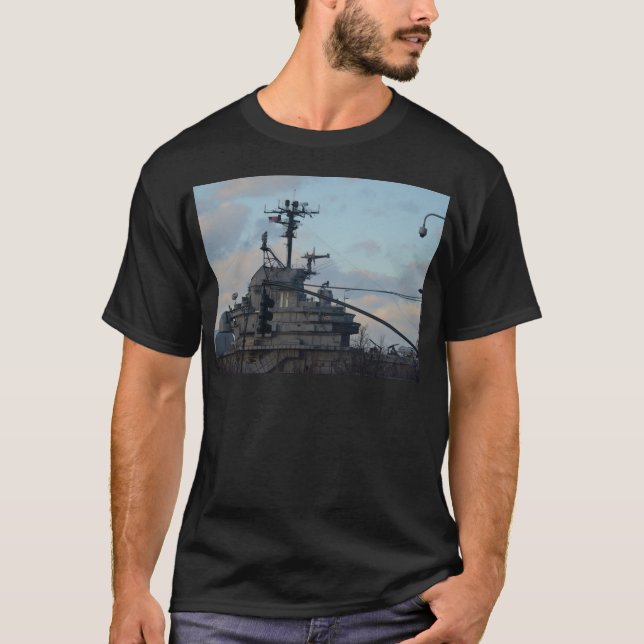 Aircraft Carrier In New York T-Shirt (Front)