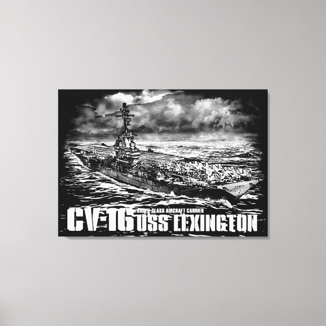 Aircraft carrier Lexington Wrappedcanvas Canvas Print (Front)