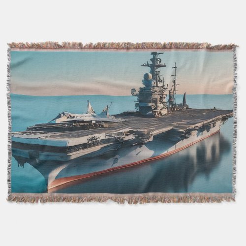 Aircraft Carrier on Patrol Throw Blanket