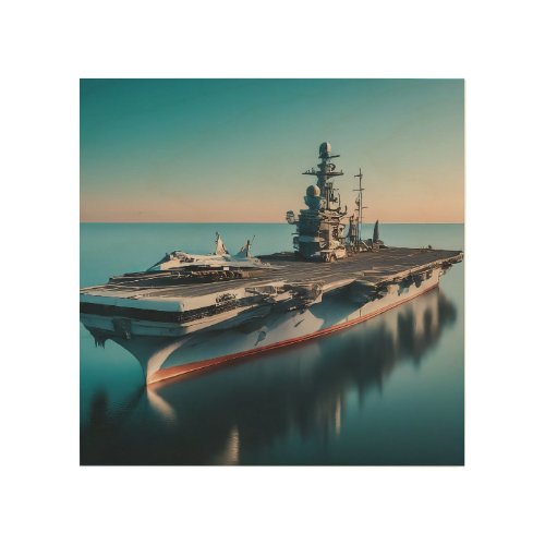 Aircraft Carrier on Patrol Wood Wall Art