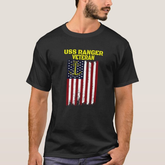 Aircraft Carrier USS Ranger CV-61 CVA-61 Veteran's T-Shirt (Front)