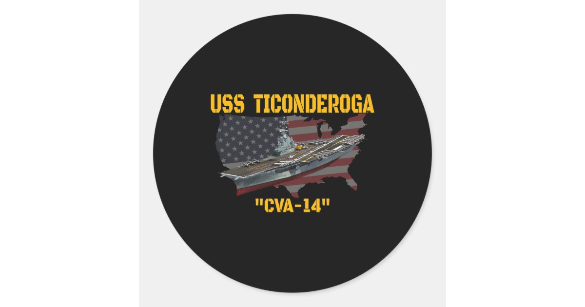 Aircraft Carrier Uss Ticonderoga Cva-14 Veterans D Classic Round ...