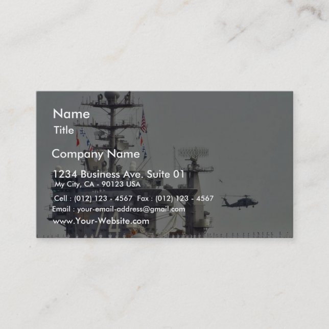 Aircraft Carriers Helicopters Ships Navy Sailors Business Card (Front)