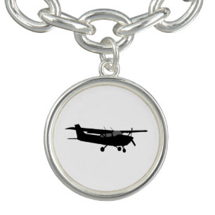 Aircraft Cessna Black Silhouette Flying Decor Bracelet