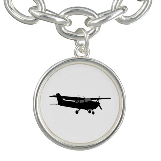 Aircraft Cessna Black Silhouette Flying Decor Bracelet (Design)
