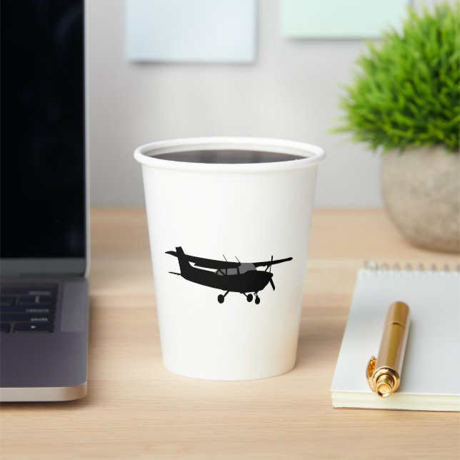 Aircraft Cessna Black Silhouette Flying Decor Paper Cups (Insitu)