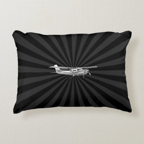 Aircraft Cessna Silhouette Flying Black Burst Accent Pillow