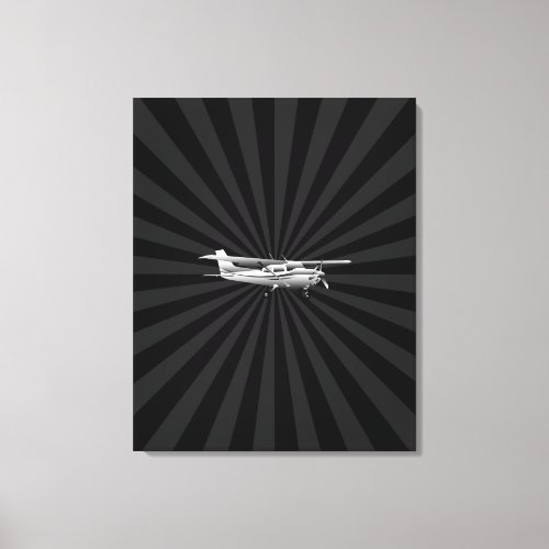 Aircraft Cessna Silhouette Flying Black Burst Canvas Print
