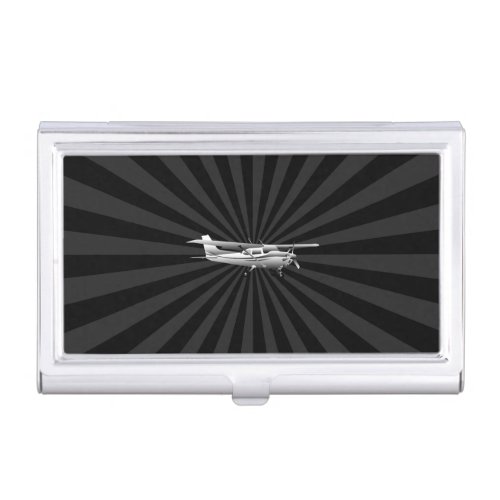 Aircraft Cessna Silhouette Flying Black Burst Case For Business Cards