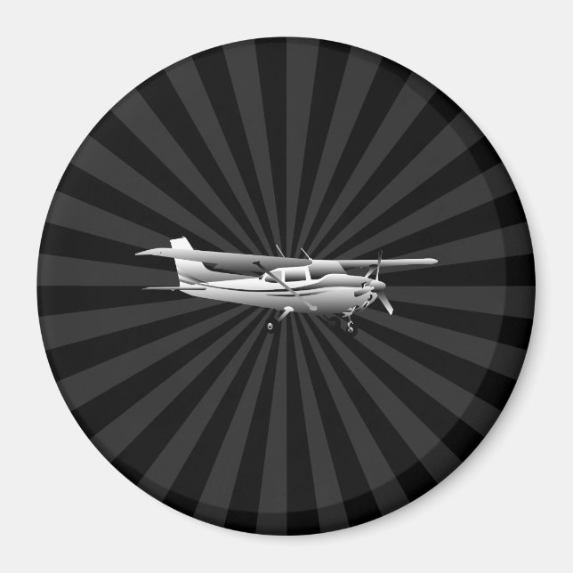 Aircraft Cessna Silhouette Flying Black Burst Magnet (Front)