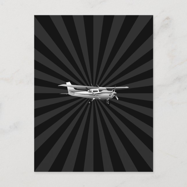 Aircraft Cessna Silhouette Flying Black Burst Postcard (Front)