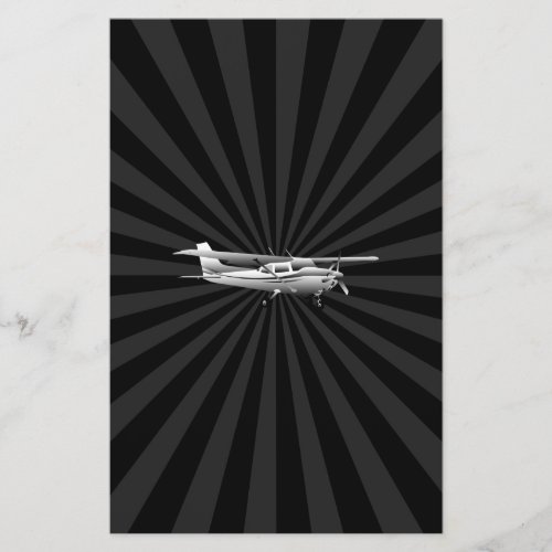 Aircraft Cessna Silhouette Flying Black Burst Stationery