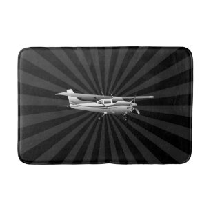 Aircraft Cessna Silhouette Flying Black Sunburst Bath Mat