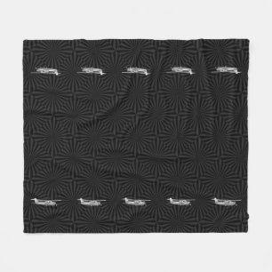 Aircraft Cessna Silhouette Flying Black Sunburst Fleece Blanket