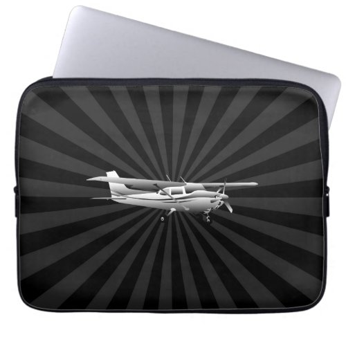 Aircraft Cessna Silhouette Flying Black Sunburst Laptop Sleeve