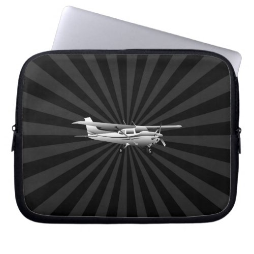 Aircraft Cessna Silhouette Flying Black Sunburst Laptop Sleeve