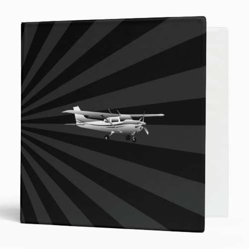 Aircraft Cessna Silhouette Flying Sunburst Decor 3 Ring Binder