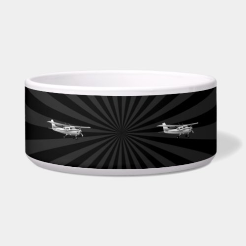 Aircraft Cessna Silhouette Flying Sunburst Decor Bowl