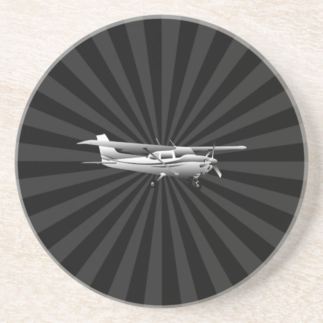 Aircraft Cessna Silhouette Flying Sunburst Decor Drink Coaster (Front)