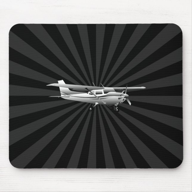 Aircraft Cessna Silhouette Flying Sunburst Decor Mouse Pad (Front)