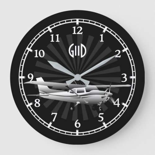 Aircraft Cessna Silhouette Sunburst Monogram on a Large Clock