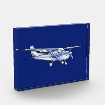 Aircraft  Chrome Cessna Silhouette Flying On Blue Acrylic Award by AmericanStyle at Zazzle